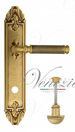 Дверная ручка Venezia "MOSCA" WC-2 на планке PL90 французское золото + коричневый