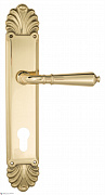 Дверная ручка Venezia "VIGNOLE" CYL на планке PL87 полированная латунь