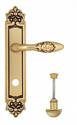 Дверная ручка Venezia "CASANOVA" WC-2 на планке PL96 французское золото + коричневый