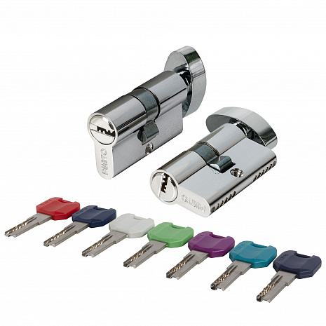 Цилиндровый Punto (Пунто) механизм MaxPro7002Knob60mm(25+10+25) SSC сатин.хром 7key с вертушкой