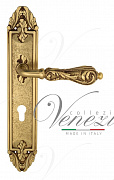 Дверная ручка Venezia "MONTE CRISTO" CYL на планке PL90 французское золото + коричневый