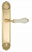 Дверная ручка Venezia "COLOSSEO" белая керамика паутинка на планке PL87 полированная латунь