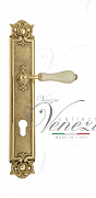 Дверная ручка Venezia "COLOSSEO" белая керамика паутинка CYL на планке PL97 полированная латунь