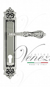 Дверная ручка Venezia "MONTE CRISTO" CYL на планке PL96 натуральное серебро + черный