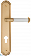 Дверная ручка на планке Fratelli Cattini "GRACIA CERAMICA BIANCO" CYL PL288-BS матовая латунь