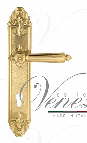 Дверная ручка Venezia "CASTELLO" CYL на планке PL90 полированная латунь