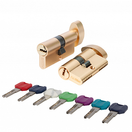 Цилиндровый Punto (Пунто) механизм MaxPro7002Knob60mm(25+10+25) SSG сатин.золото 7key с вертушкой