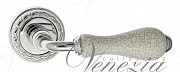 Дверная ручка Venezia "COLOSSEO" белая керамика паутинка D2 полированный хром