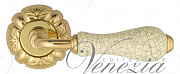 Дверная ручка Venezia "COLOSSEO" белая керамика паутинка D5 полированная латунь
