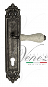 Дверная ручка Venezia "COLOSSEO" белая керамика паутинка CYL на планке PL96 античное серебро