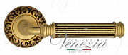 Дверная ручка Venezia "MOSCA" D4 французское золото + коричневый
