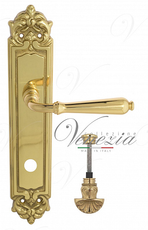 Дверная ручка Venezia "CLASSIC" WC-4 на планке PL96 полированная латунь