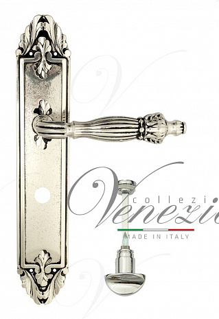 Дверная ручка Venezia "OLIMPO" WC-2 на планке PL90 натуральное серебро + черный