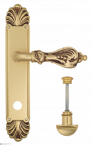 Дверная ручка Venezia "FLORENCE" WC-2 на планке PL87 французское золото + коричневый