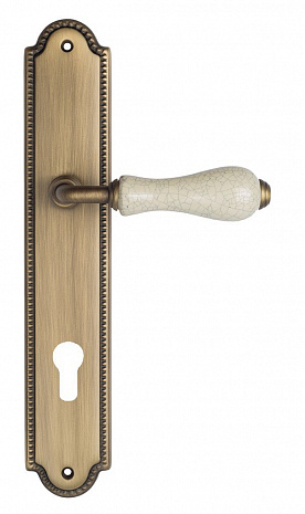 Дверная ручка Venezia "COLOSSEO" белая керамика паутинка CYL на планке PL98 матовая бронза