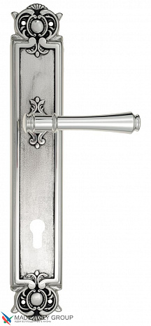 Дверная ручка Venezia "CALLISTO" CYL на планке PL97 натуральное серебро + черный