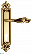 Дверная ручка Venezia "OPERA" CYL на планке PL96 французское золото + коричневый