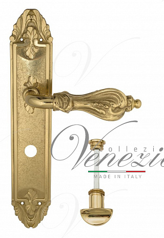Дверная ручка Venezia "FLORENCE" WC-2 на планке PL90 полированная латунь
