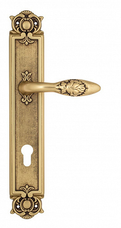 Дверная ручка Venezia "CASANOVA" CYL на планке PL97 французское золото + коричневый