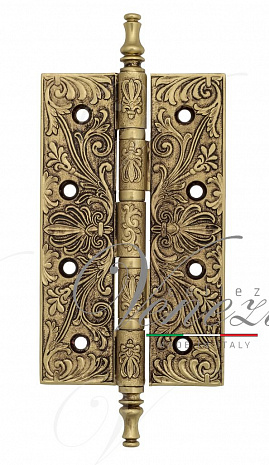 Дверная петля универсальная латунная с узором Venezia CRS012 152x89x4 французское золото + коричневы