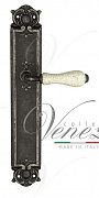 Дверная ручка Venezia "COLOSSEO" белая керамика паутинка на планке PL97 античное серебро