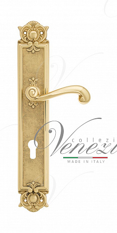 Дверная ручка Venezia "CARNEVALE" CYL на планке PL97 полированная латунь