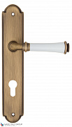 Дверная ручка на планке Fratelli Cattini "GRACIA CERAMICA BIANCO" CYL PL257-BY матовая бронза