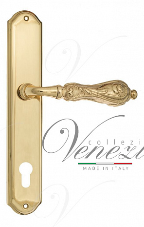 Дверная ручка Venezia "MONTE CRISTO" CYL на планке PL02 полированная латунь