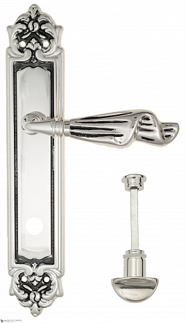 Дверная ручка Venezia "OPERA" WC-2 на планке PL96 натуральное серебро + черный