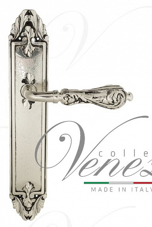 Дверная ручка Venezia "MONTE CRISTO" на планке PL90 натуральное серебро + черный