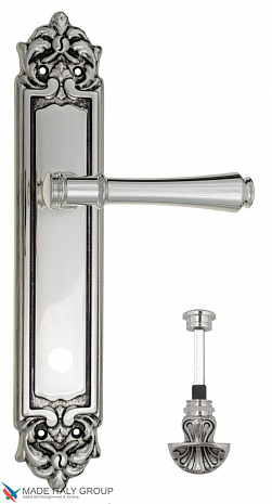 Дверная ручка Venezia "CALLISTO" WC-4 на планке PL96 натуральное серебро + черный