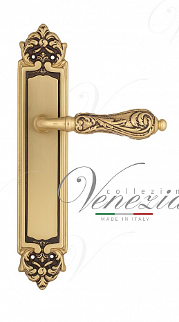 Дверная ручка Venezia "MONTE CRISTO" на планке PL96 французское золото + коричневый