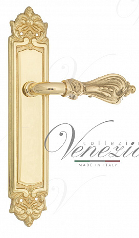 Дверная ручка Venezia "FLORENCE" на планке PL96 полированная латунь