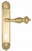 Дверная ручка Venezia "LUCRECIA" CYL на планке PL87 полированная латунь