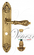 Дверная ручка Venezia "MONTE CRISTO" WC-4 на планке PL90 французское золото + коричневый