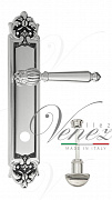 Дверная ручка Venezia "PELLESTRINA" WC-2 на планке PL96 натуральное серебро + черный