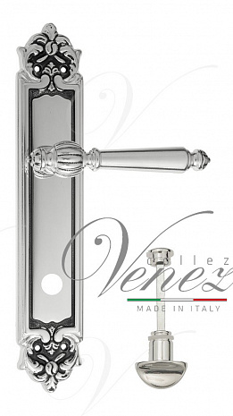 Дверная ручка Venezia "PELLESTRINA" WC-2 на планке PL96 натуральное серебро + черный