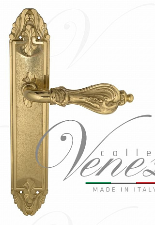 Дверная ручка Venezia "FLORENCE" на планке PL90 полированная латунь