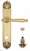 Дверная ручка Venezia "PELLESTRINA" WC-4 на планке PL87 французское золото + коричневый