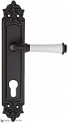 Дверная ручка на планке Fratelli Cattini "GRACIA CERAMICA BIANCO" CYL PL96-NM матовый черный