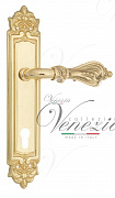Дверная ручка Venezia "FLORENCE" CYL на планке PL96 полированная латунь