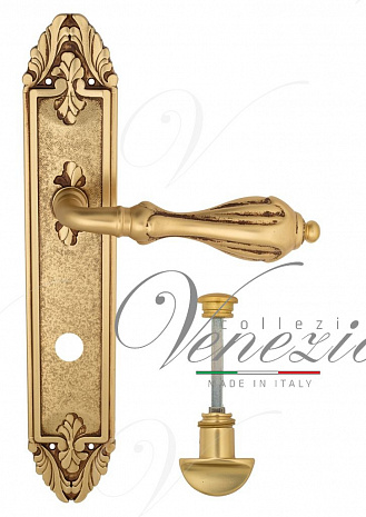 Дверная ручка Venezia "ANAFESTO" WC-2 на планке PL90 французское золото + коричневый