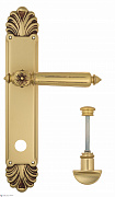 Дверная ручка Venezia "CASTELLO" WC-2 на планке PL87 французское золото + коричневый