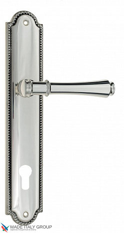 Дверная ручка Venezia "CALLISTO" CYL на планке PL98 натуральное серебро + черный