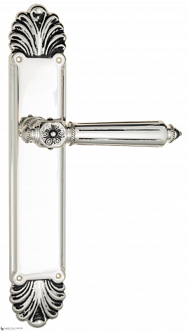 Дверная ручка Venezia "CASTELLO" на планке PL87 натуральное серебро + черный