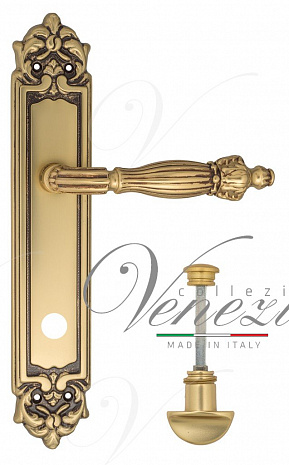Дверная ручка Venezia "OLIMPO" WC-2 на планке PL96 французское золото + коричневый