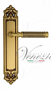 Дверная ручка Venezia "MOSCA" на планке PL96 французское золото + коричневый