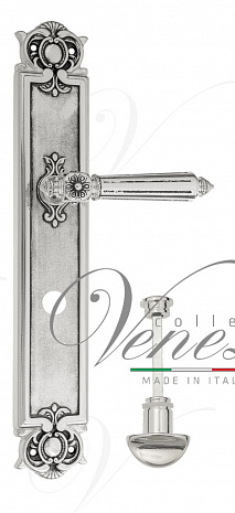 Дверная ручка Venezia "CASTELLO" WC-2 на планке PL97 натуральное серебро + черный