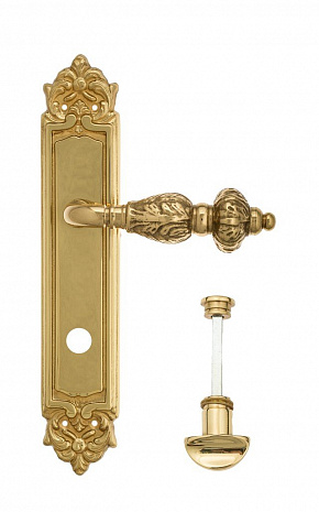 Дверная ручка Venezia "LUCRECIA" WC-2 на планке PL96 полированная латунь