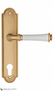 Дверная ручка на планке Fratelli Cattini "GRACIA CERAMICA BIANCO" CYL PL248-BS матовая латунь